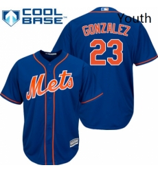 Youth Majestic New York Mets 23 Adrian Gonzalez Replica Royal Blue Alternate Home Cool Base MLB Jersey 