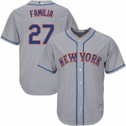 Youth Majestic New York Mets 27 Jeurys Familia Replica Grey Road Cool Base MLB Jersey