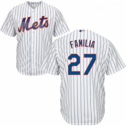 Youth Majestic New York Mets 27 Jeurys Familia Replica White Home Cool Base MLB Jersey