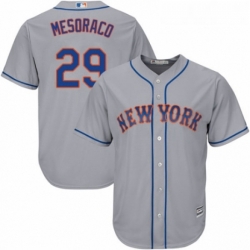 Youth Majestic New York Mets 29 Devin Mesoraco Authentic Grey Road Cool Base MLB Jersey 
