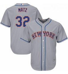 Youth Majestic New York Mets 32 Steven Matz Replica Grey Road Cool Base MLB Jersey