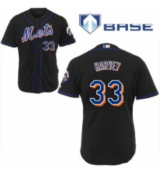 Youth Majestic New York Mets 33 Matt Harvey Replica Black Cool Base MLB Jersey