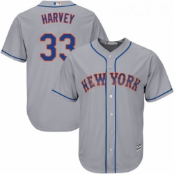 Youth Majestic New York Mets 33 Matt Harvey Replica Grey Road Cool Base MLB Jersey