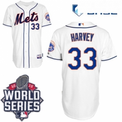 Youth Majestic New York Mets 33 Matt Harvey Replica White Alternate Cool Base 2015 World Series MLB Jersey
