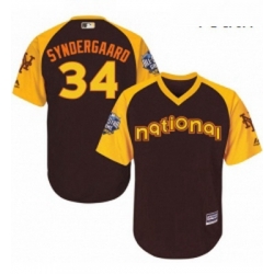 Youth Majestic New York Mets 34 Noah Syndergaard Authentic Brown 2016 All Star National League BP Cool Base MLB Jersey