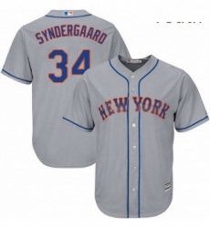 Youth Majestic New York Mets 34 Noah Syndergaard Authentic Grey Road Cool Base MLB Jersey