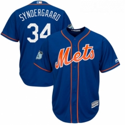 Youth Majestic New York Mets 34 Noah Syndergaard Authentic Royal Blue 2017 Spring Training Cool Base MLB Jersey