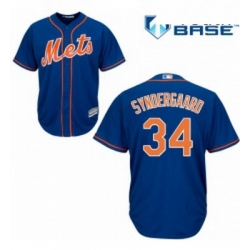 Youth Majestic New York Mets 34 Noah Syndergaard Authentic Royal Blue Alternate Home Cool Base MLB Jersey