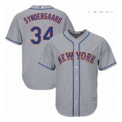 Youth Majestic New York Mets 34 Noah Syndergaard Replica Grey Road Cool Base MLB Jersey