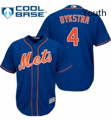 Youth Majestic New York Mets 4 Lenny Dykstra Authentic Royal Blue Alternate Home Cool Base MLB Jersey