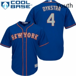 Youth Majestic New York Mets 4 Lenny Dykstra Authentic Royal Blue Alternate Road Cool Base MLB Jersey