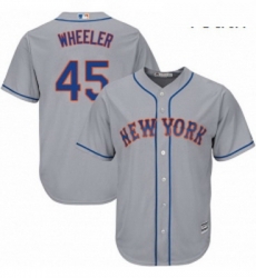 Youth Majestic New York Mets 45 Zack Wheeler Replica Grey Road Cool Base MLB Jersey