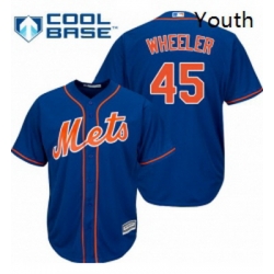 Youth Majestic New York Mets 45 Zack Wheeler Replica Royal Blue Alternate Home Cool Base MLB Jersey