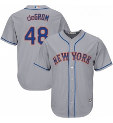 Youth Majestic New York Mets 48 Jacob deGrom Replica Grey Road Cool Base MLB Jersey