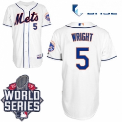 Youth Majestic New York Mets 5 David Wright Authentic White Alternate Cool Base 2015 World Series MLB Jersey