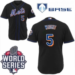 Youth Majestic New York Mets 5 David Wright Replica Black Cool Base 2015 World Series MLB Jersey