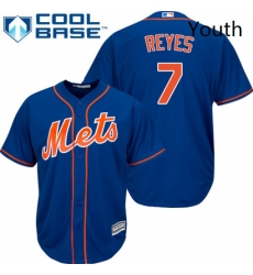 Youth Majestic New York Mets 7 Jose Reyes Authentic Royal Blue Alternate Home Cool Base MLB Jersey