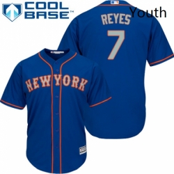 Youth Majestic New York Mets 7 Jose Reyes Authentic Royal Blue Alternate Road Cool Base MLB Jersey