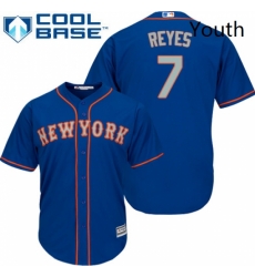 Youth Majestic New York Mets 7 Jose Reyes Replica Royal Blue Alternate Road Cool Base MLB Jersey