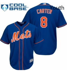 Youth Majestic New York Mets 8 Gary Carter Authentic Royal Blue Alternate Home Cool Base MLB Jersey