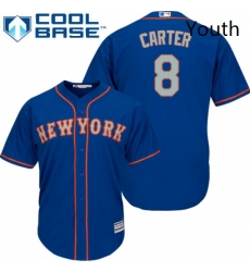 Youth Majestic New York Mets 8 Gary Carter Authentic Royal Blue Alternate Road Cool Base MLB Jersey