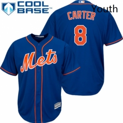 Youth Majestic New York Mets 8 Gary Carter Replica Royal Blue Alternate Home Cool Base MLB Jersey
