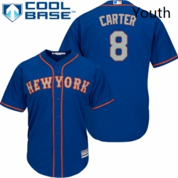 Youth Majestic New York Mets 8 Gary Carter Replica Royal Blue Alternate Road Cool Base MLB Jersey