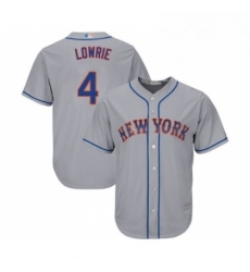 Youth New York Mets 4 Jed Lowrie Authentic Grey Road Cool Base Baseball Jersey 
