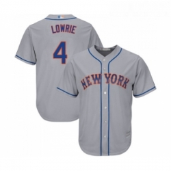 Youth New York Mets 4 Jed Lowrie Authentic Grey Road Cool Base Baseball Jersey 