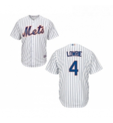 Youth New York Mets 4 Jed Lowrie Authentic White Home Cool Base Baseball Jersey 