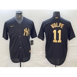 Men New York Yankees 11 Anthony Volpe Black Cool Base Stitched Baseball Jersey