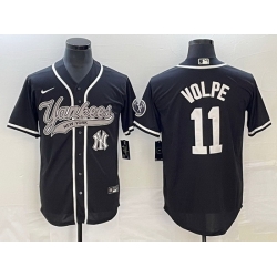 Men New York Yankees 11 Anthony Volpe Black With Patch Cool Base Stitched Baseball Jersey