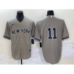 Men New York Yankees 11 Anthony Volpe Gray Cool Base Stitched Baseball Jersey