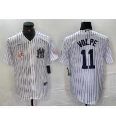 Men New York Yankees 11 Anthony Volpe White Cool Base Stitched Baseball JerseyS 3