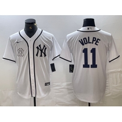 Men New York Yankees 11 Anthony Volpe White Cool Base Stitched Baseball JerseyS