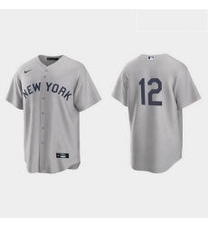 Men New York Yankees 12 Rougned Odor Men Nike Gray 2021 Field of Dreams Game MLB Jersey