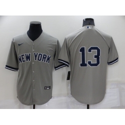 Men New York Yankees 13 Alex Rodriguez Grey Cool Base Stitched Baseball Jerseys