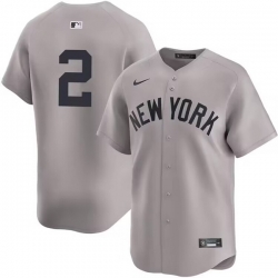 Men New York Yankees 2 Derek Jeter Gray Road Limited Cool Base Stitched Baseball Jersey
