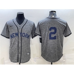 Men New York Yankees 2 Derek Jeter Grey Cool Base Stitched JerseyS
