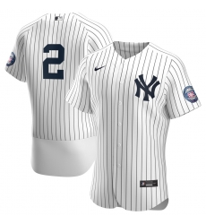 Men New York Yankees 2 Derek Jeter Men Nike White Navy 2020 Hall of Fame Induction Patch Flex Base MLB Jersey