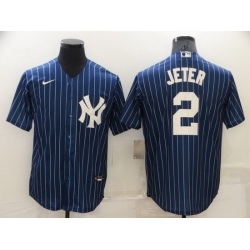 Men New York Yankees 2 Derek Jeter Navy Cool Base MLB Jersey