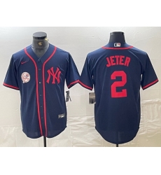 Men New York Yankees 2 Derek Jeter Navy Cool Base Stitched Baseball Jersey 1