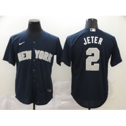 Men New York Yankees 2 Derek Jeter Navy Cool Base Stitched jersey