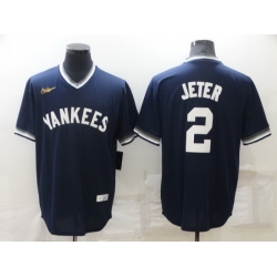 Men New York Yankees 2 Derek Jeter Navy Stitched Baseball jersey