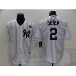 Men New York Yankees 2 Derek Jeter White Cool Base Stitched Baseball Jerseys
