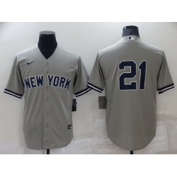 Men New York Yankees 21 Paul O 27Neill Grey Stitched Baseball jersey