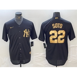 Men New York Yankees 22 Juan Soto Black Cool Base Stitched Baseball Jersey