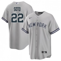 Men New York Yankees 22 Juan Soto Grey Cool Base Stitched Baseball Jersey