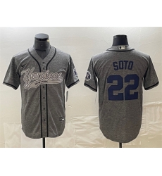 Men New York Yankees 22 Juan Soto Grey Cool Base Stitched Baseball Jersey