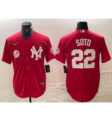 Men New York Yankees 22 Juan Soto Red Cool Base Stitched Baseball Jersey 1